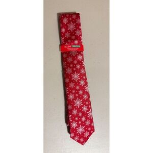Holiday Traditions Hallmark Necktie Men Red White Snowflake Christmas NEW
